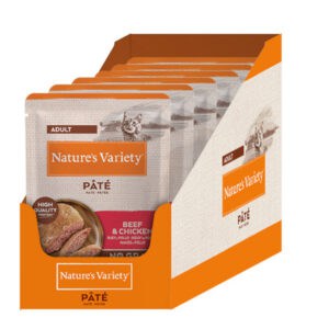 2 x 12 x 70 g / 2 x 22 x 85 g of 2 x 28 x 70 g Nature's Variety natvoer voor katten! - Pâté No Grain Adult Rund en Kip (2 x 12 x 70 g)