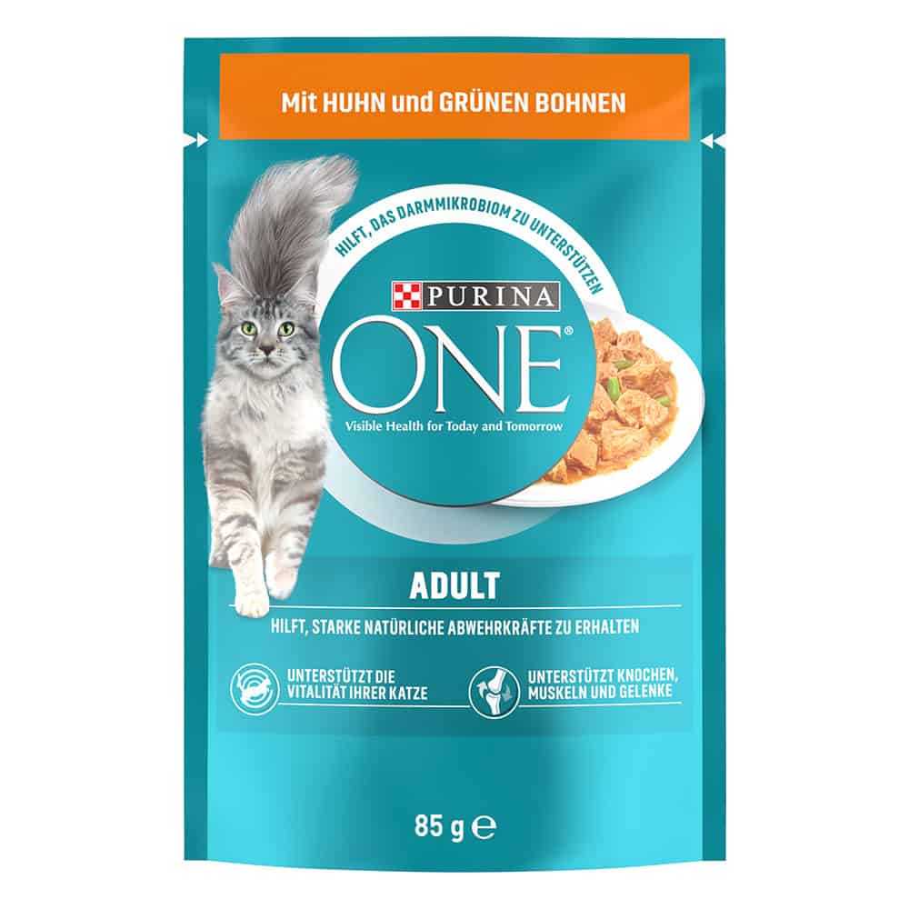 52x85g Adult Kip & Sperziebonen Purina ONE Kattenvoer