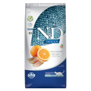 5kg N&D Ocean Graanvrij Haring en Sinaasappel Adult Farmina Droogvoer voor katten