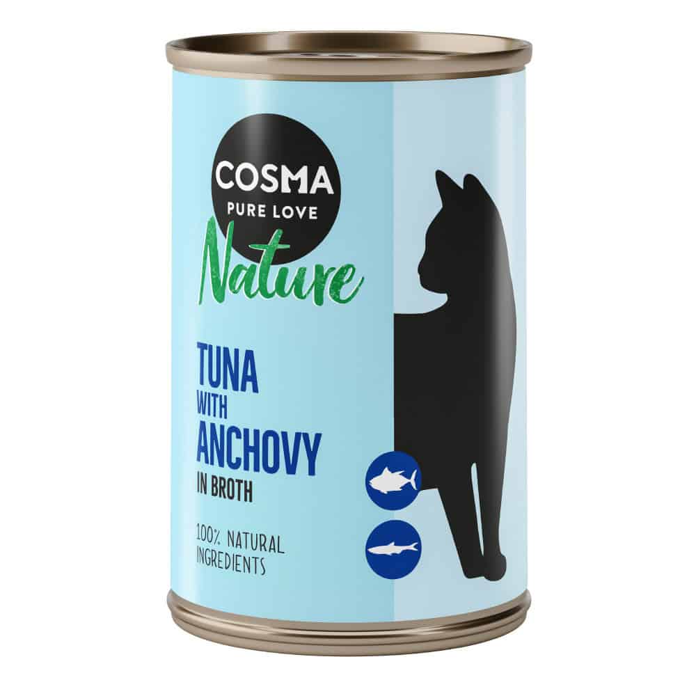 6x140g Nature Tonijn met hele Ansjovis Cosma Kattenvoer