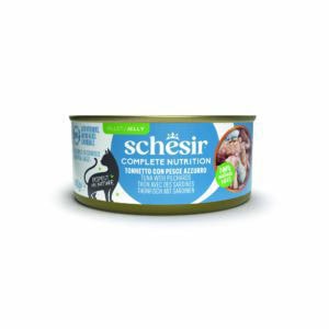 6x140g Tonijn met sardines Schesir Complete Nutrition in gelei natvoer voor katten
