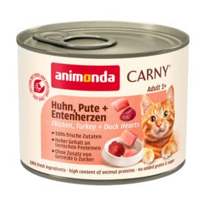 6x200g Adult Kip, Kalkoen & Eendenhart Animonda Carny Kattenvoer