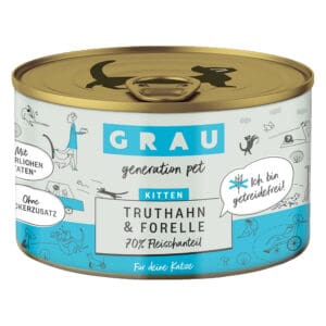 Grau Kitten Kalkoen/Forel Bliksmulpotjes Kattenvoer – 6 x 200 g
