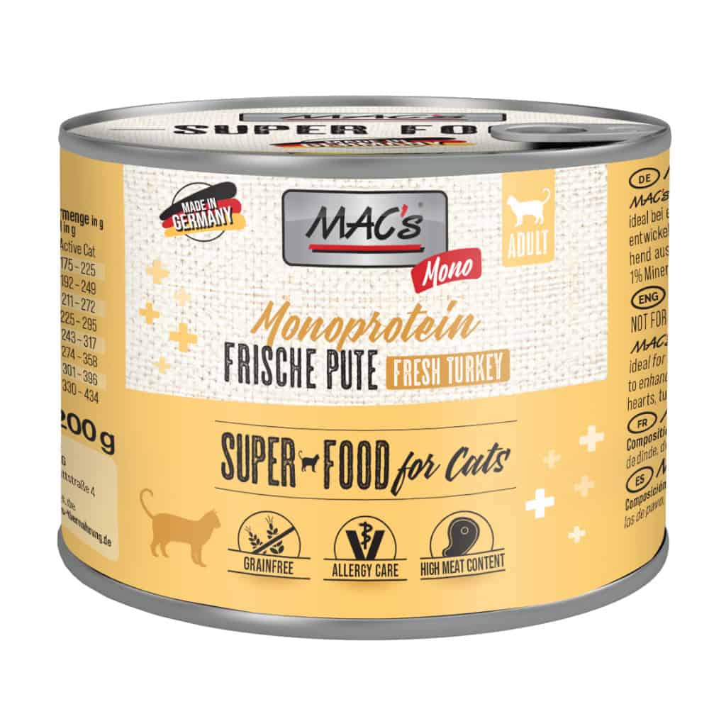 MAC’s MAC´s Cat Mono Sensitive Kalkoen Kattenvoer – 6 x 200 g