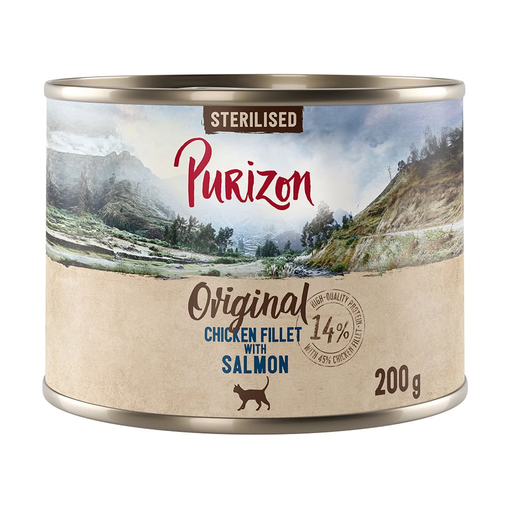 6x200g Purizon Adult Sterilised Kipfilet met Zalm Katten Natvoer