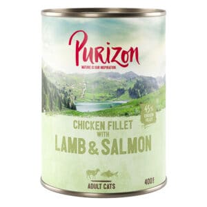 6x400g Adult Kipfilet met Zalm & Lam Purizon Kattenvoer