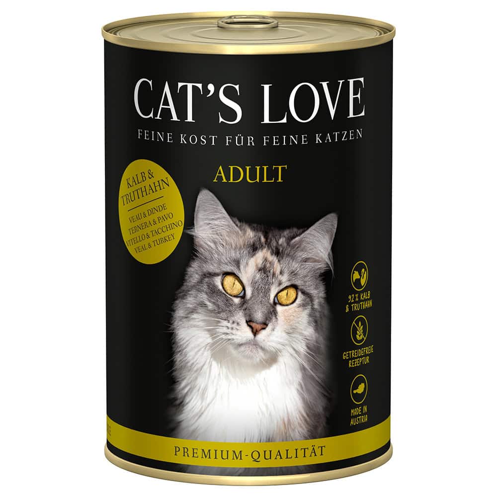 6x400g Cat’s Love Kalf & Kalkoen Nat Kattenvoer