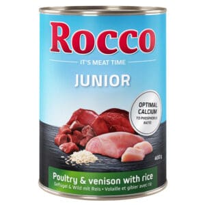 6x400g Junior Gevogelte, Wild & Rijst + Calcium Rocco Hondenvoer