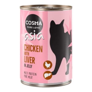 6x400g Kip met Kippenlever Thai/Asia in Gelei Cosma Kattenvoer