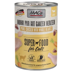 6x400g Kip Puur met Gevogelteharten MAC's Kattenvoer