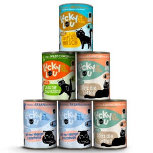 6x 400g Lucky Lou Adult Tasting Mix Wild Mix Nat Kattenvoer