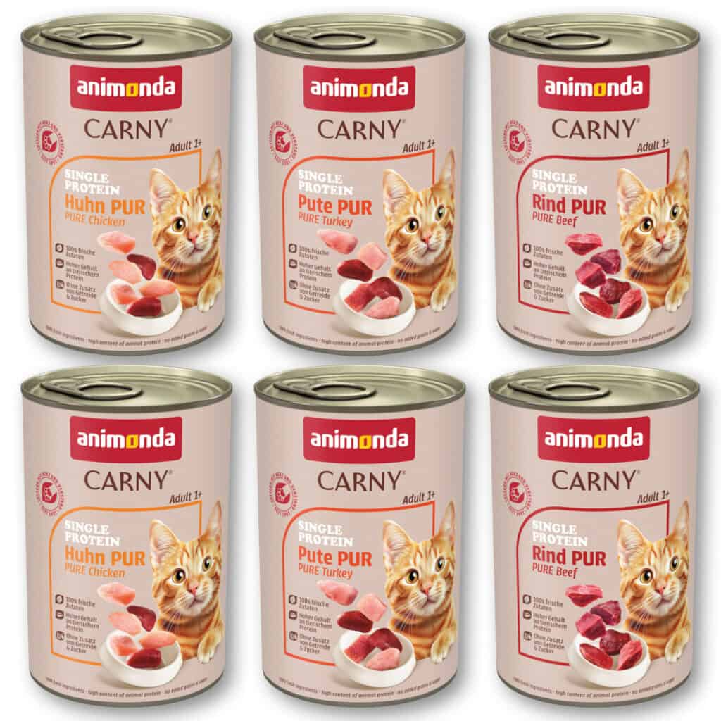 6x400g Mix (3 Smaken) Adult Single Protein animonda Carny Kattenvoer