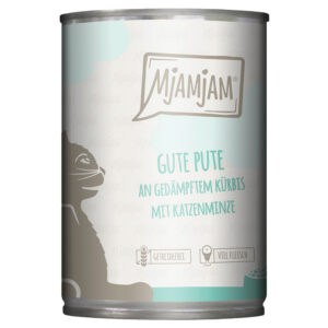 6x400g MjAMjAM goede kalkoen op gestoomde pompoen kattenvoer nat