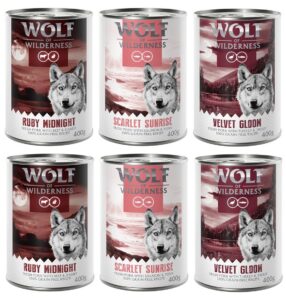 6x400g "Red Meat" Mixpakket (3 Smaken) Wolf of Wilderness Hondenvoer