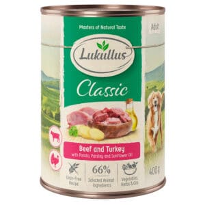 Lukullus Rund & Kalkoen Hondenvoer – 6 x 400 g