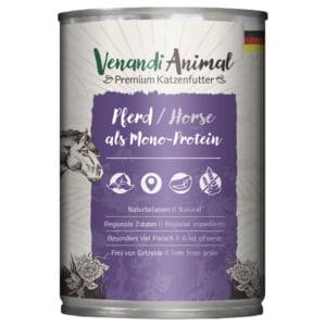 6x400g Venandi Animal Monoprotein Horse kattenvoer nat