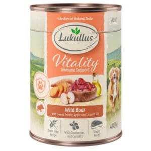 Lukullus Vitality Ondersteunt het Immuunsysteem: Wild Zwijn (graanvrij) Wild Zwijn Honden natvoer – 6 x 400 g