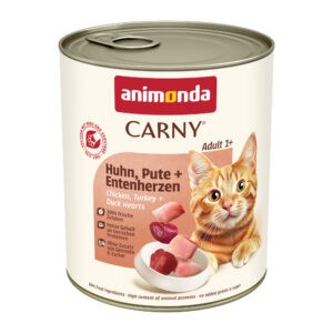 6x800g Adult Kip, Kalkoen & Eendenharten Animonda Carny Kattenvoer