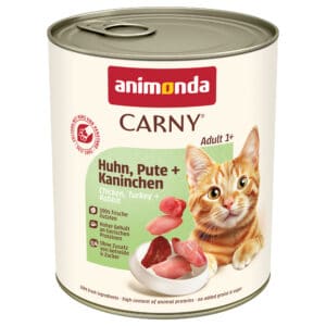 6x800g Adult Kip/Kalkoen/Konijn Animonda Carny Kattenvoer