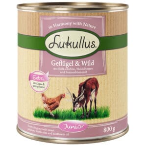 Lukullus Junior Gevogelte & Wild Hondenvoer – 6 x 800 g
