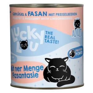 6x800g Lucky Lou Adult Gevogelte & Fazant natvoer voor katten