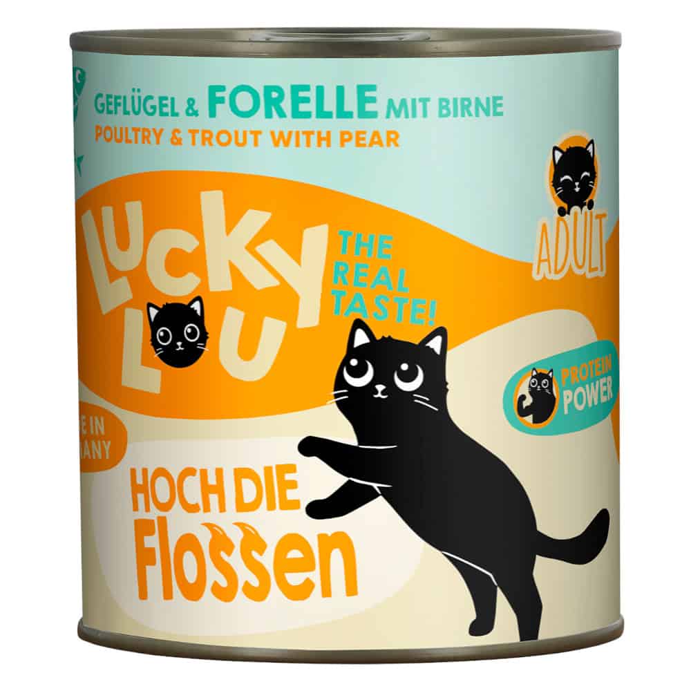 Lucky Lou Adult Gevogelte & Forel natvoer voor katten – 6 x 800 g