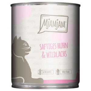 6x 800g MjAMjAM Sappige kip en wilde zalm nat kattenvoer
