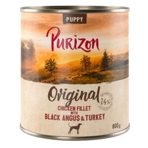 6x 800g Purizon Puppy Kipfilet met Black Angus rundvlees Kalkoen natvoer voor honden