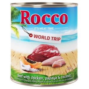 6x800g Wereldreis: Jamaica Kip met Kokos & Papaya Rocco Hondenvoer