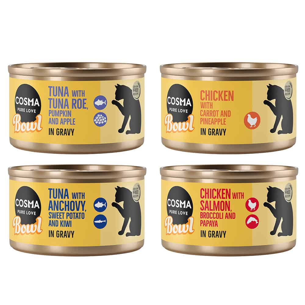 Cosma Mix (4 Smaken) Bowl Kattenvoer – 12 x 80 g
