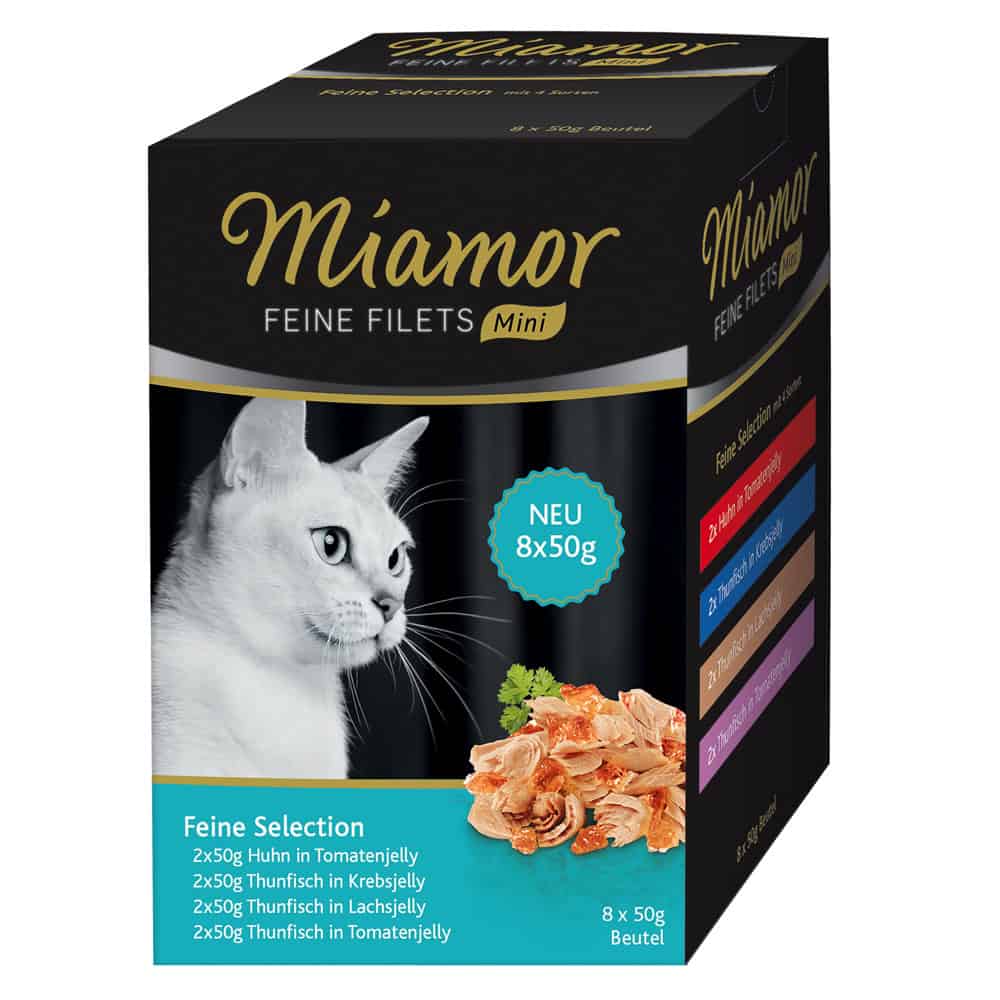 Miamor Fijne Filets Mini Maaltijdzakjes Multibox Fijne Selectie Kattenvoer – 8 x 50 g