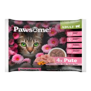 8x85g Pawsome Adult Cat met kalkoen natvoer voor katten