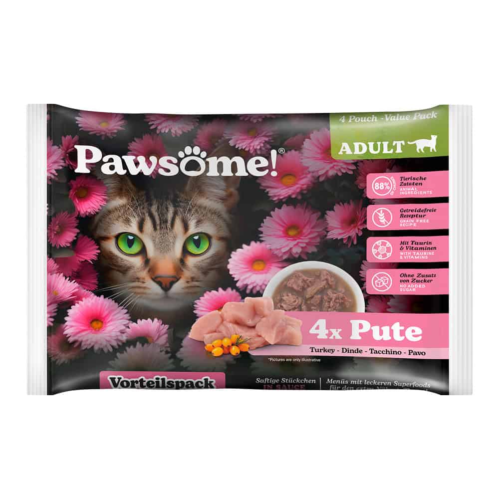 8x85g Pawsome Adult Cat met kalkoen natvoer voor katten