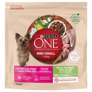 Purina ONE Mini Weight Control / Sterilised Kalkoen & Rijst Hondenvoer Droog – 1,5 kg