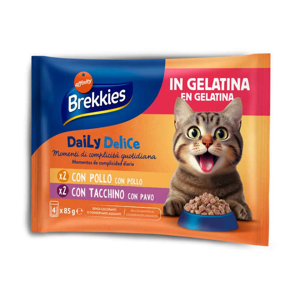 Affinity Brekkies Brekkies Daily Delice – Kip & Kalkoen in Gelei – 12 x 85 g