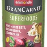 Voordeelpakket Animonda GranCarno Adult Single Protein Superfoods 24 x 400 g Rundvlees + rode biet, bramen, paardenbloem