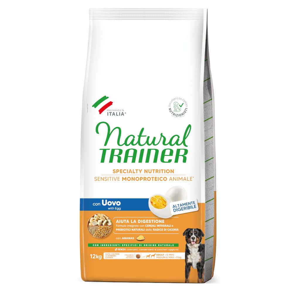 Natural trainer Trainer Natural Sensitive Adult Medium/Maxi met ei hondenvoer droog – 2 x 12 kg