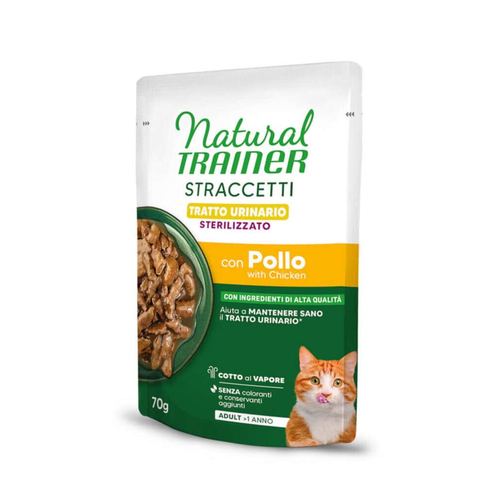 Natural trainer Straccetti Urinary Sterilised Reepjes in saus met kip, nat kattenvoer – 28 x 70 g