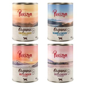 Dubbelpakket: Purizon Organic 12 x 400 g - Voordeelpakket 4 Soorten