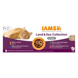 IAMS Advanced Nutrition Senior 7+ Land & Sea Collection in saus - Mixpaket 2 (48 x 85 g, 4 Soorten)