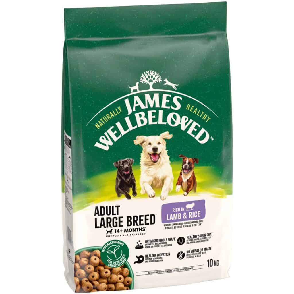 James Wellbeloved Adult Large Breed Dog Hypoallergenic Lam & Rijst – Dubbelpak: 2 x 10 kg