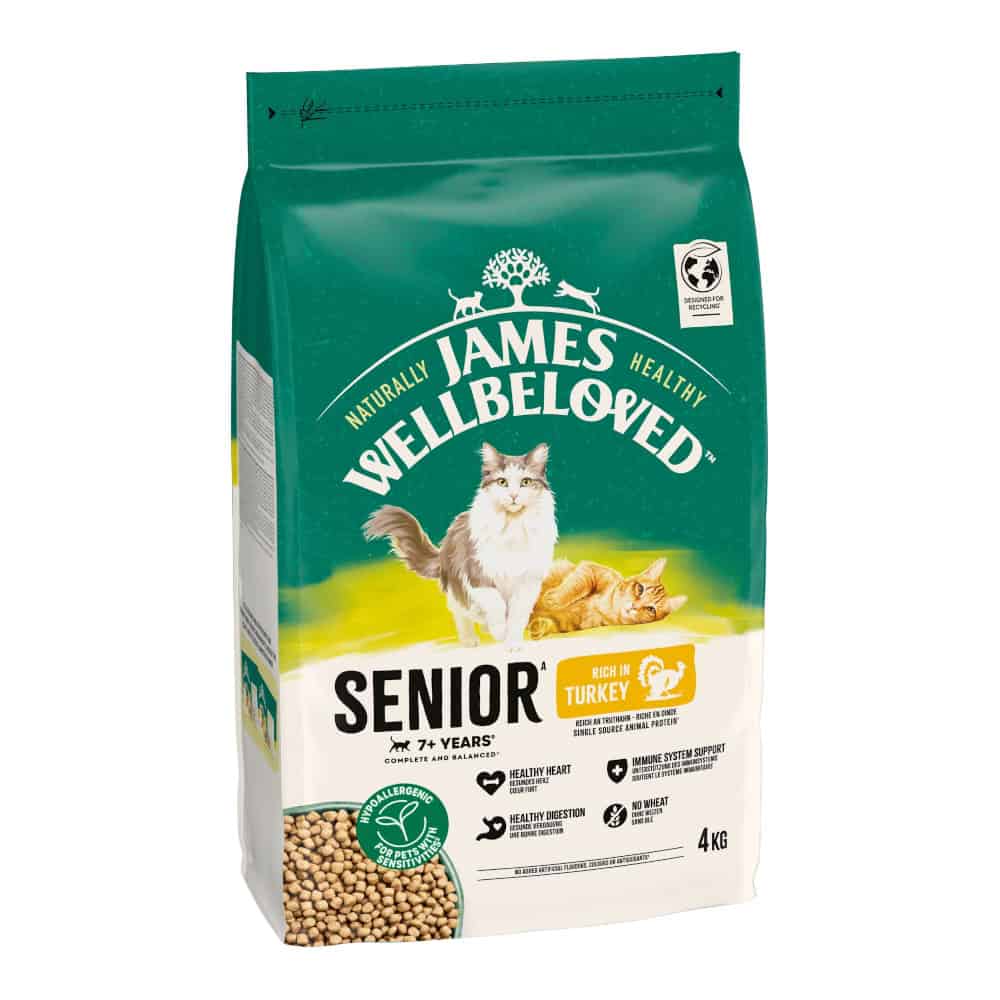 James Wellbeloved Senior Cat Hypoallergenic Kalkoen & Rijst – Voordeelpakket: 3 x 4 kg
