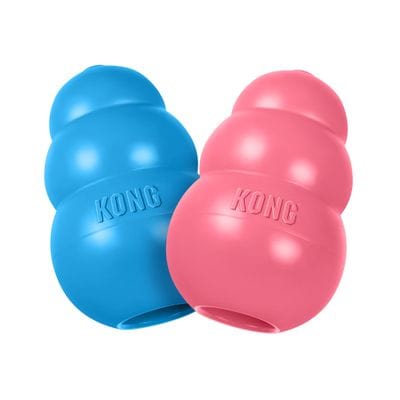 KONG Puppy – KONG Maat L, roze + KONG Enhanced Ziggies Puppy M/L (227 g)