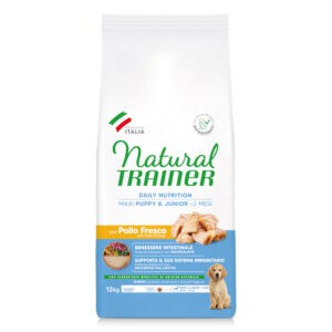 Natural Trainer Puppy & Junior Maxi met kip - Dubbelpak: 2 x 12 kg