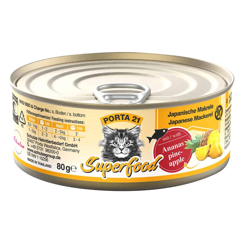 Porta 21 Superfood Kattenvoer – Makreel met Ananas – 6 x 80 g