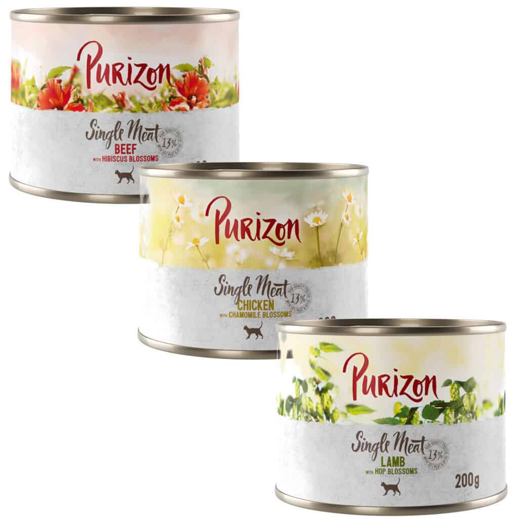 Purizon Single Meat 6 x 200 g – Mix: Kip, Rund, Lam