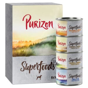 Purizon Superfoods – Mixpakket (2 Kip, Tonijnn, Everzwijn, Wild) – 12 x 140 g