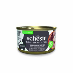 Schesir Complete Voeding filet in gelei 6 x 85 g in blikjes - Tionijn met Inktvis