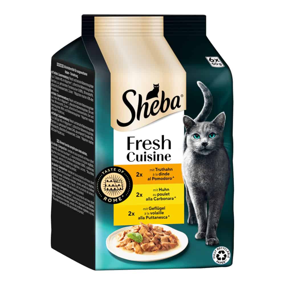 Sheba Verse Keuken Smaak van Rome – Kalkoen, Kip & Gevogelte in Saus – 6 x 50 g