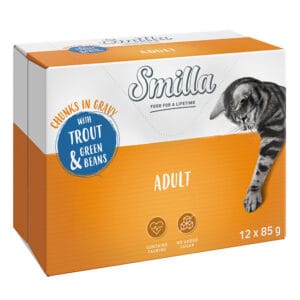 Smilla fresh zakjes Volwassen hapjes met groenten – Forel en sperziebonen – 12 x 85 g